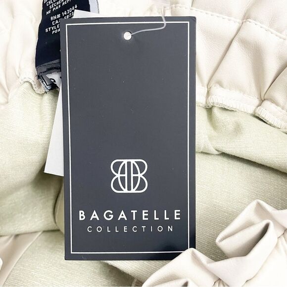 NWT Bagatelle Faux Leather Pants in Natural Cream Size Small Tie Waist Neutral - Picture 12 of 15
